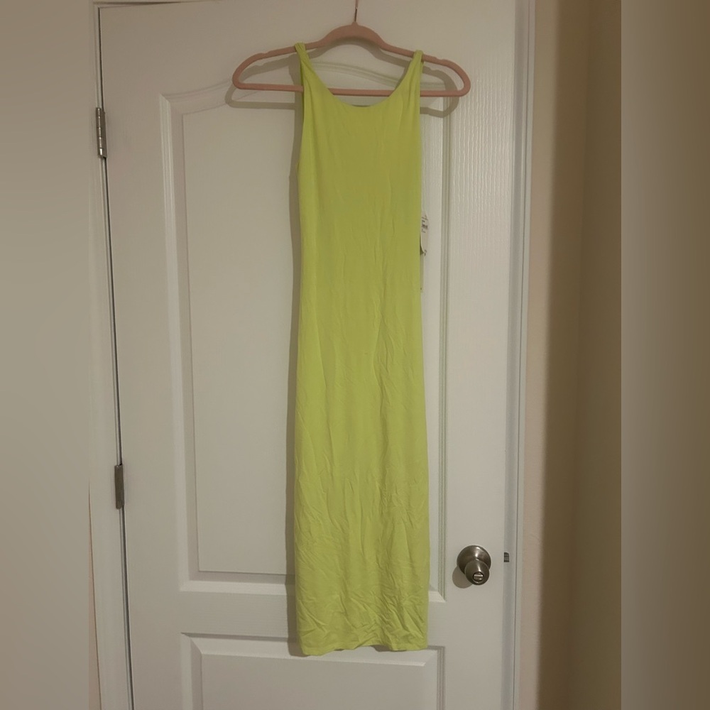 Good American Neon Yellow Maxi Dress